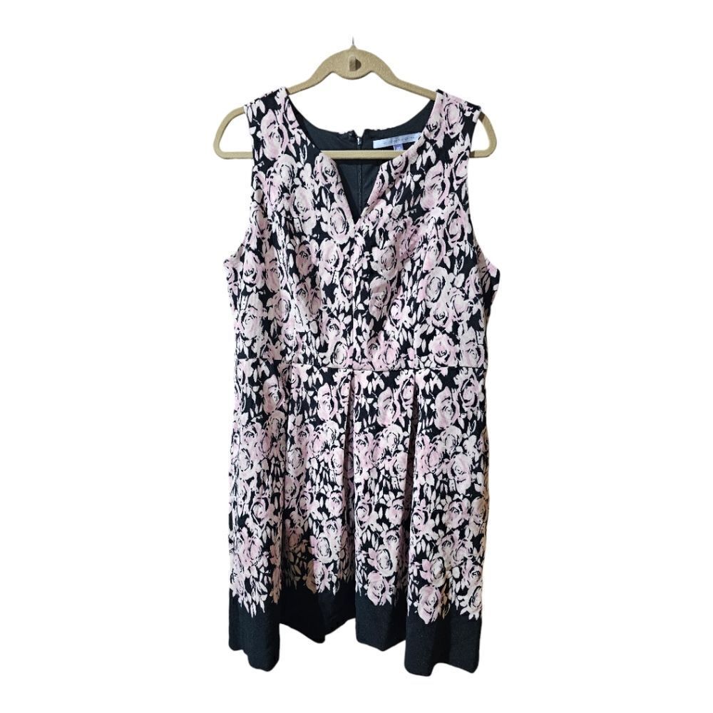 LUXE BY CARMEN‎ MARC VALVO Sleeveless Fit & Flare Floral Print Dress - Size 14W